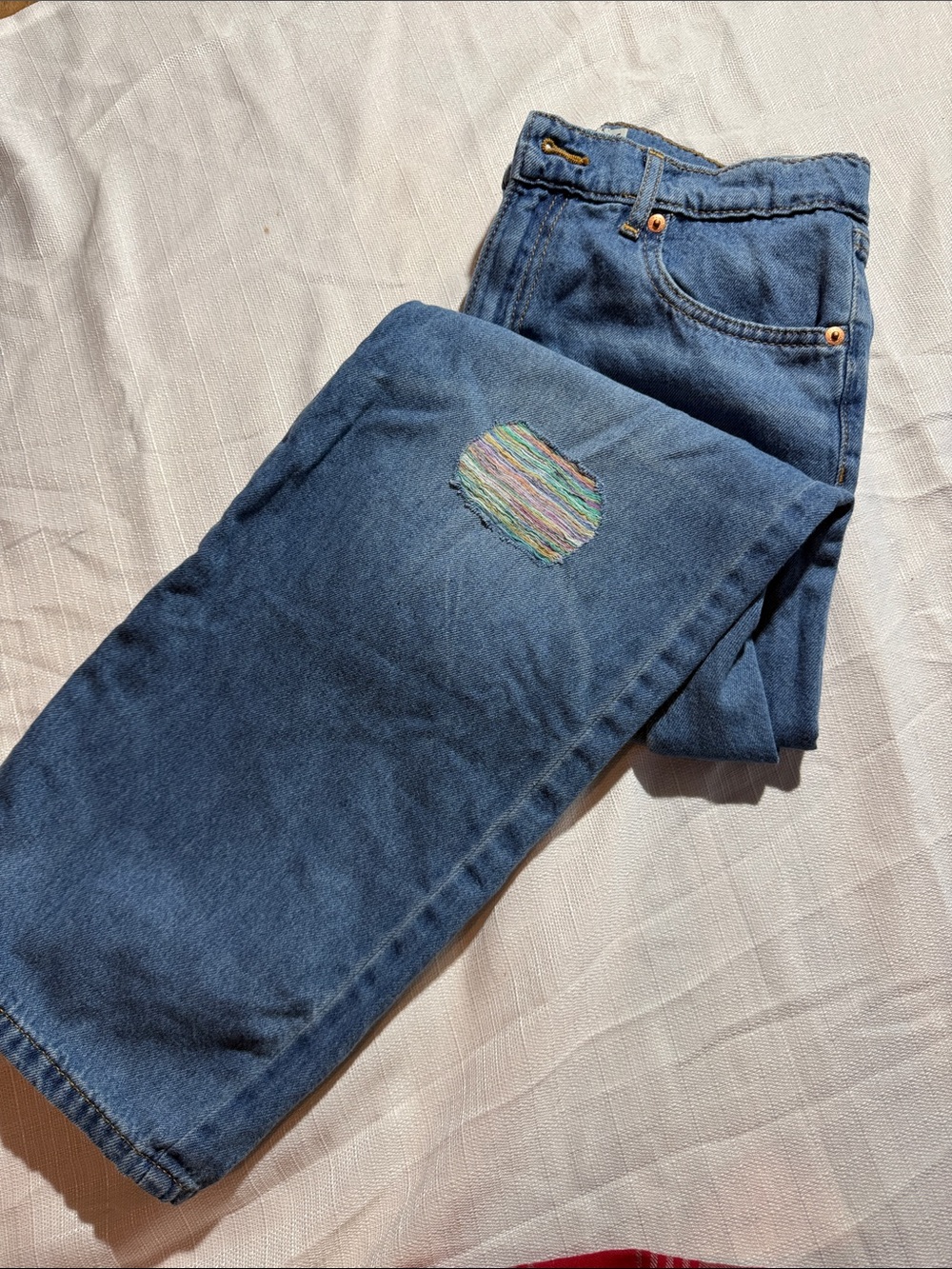 Levi's Kid’s Blue Jeans with Multicolor Patch Detail